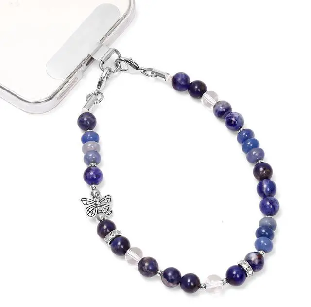 Main image of Beaded Phone Wrist Strap, Handmade Elegant Phone Charm with Tab