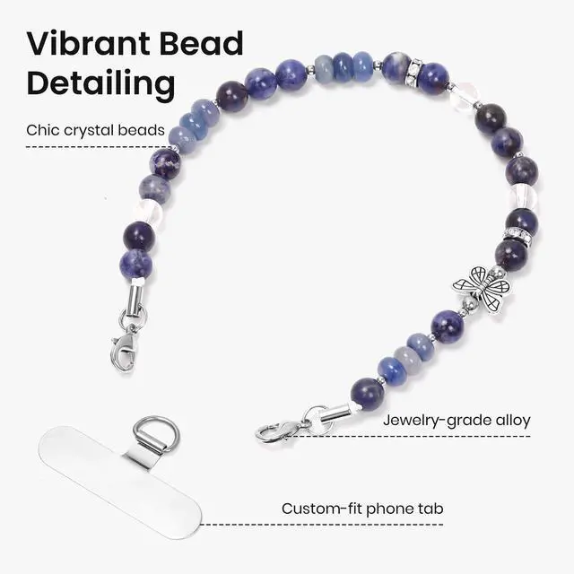 Alt view image 2 of 5 - Beaded Phone Wrist Strap, Handmade Elegant Phone Charm with Tab