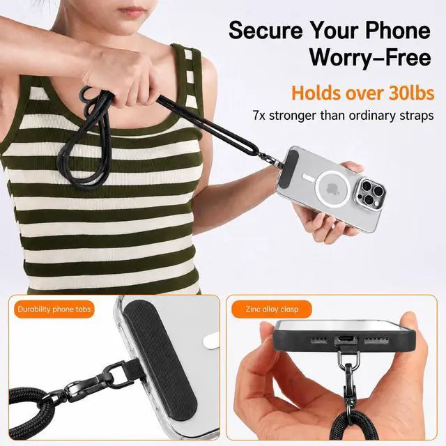 Alt view image 4 of 7 - Luxury Phone Strap Crossbody And 2 Ultra-Durable Phone Tabs Adjustable, Anti Phone Theft For All phones Festival
