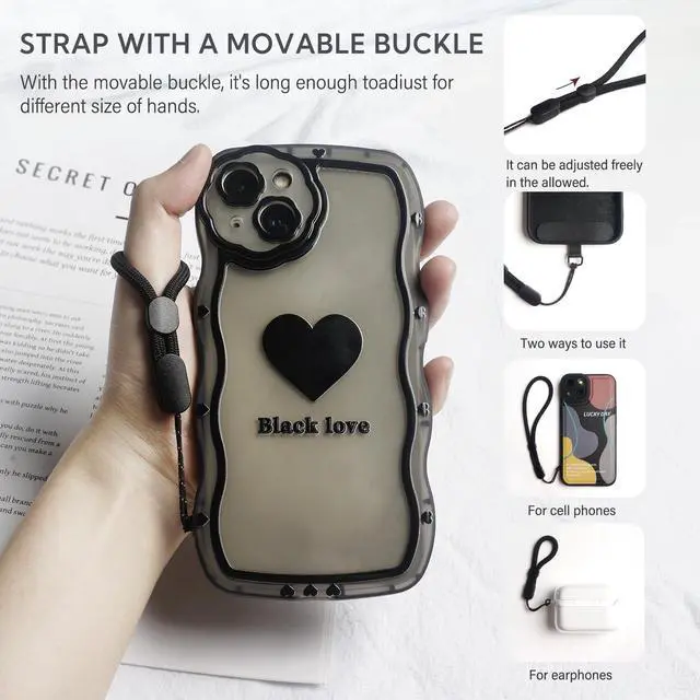 Alt view image 4 of 7 - Crossbody Phone Strap - 2 Pads, Leather & Wrist Strap, Adjustable Finger Strap, Universal Phone Lanyard