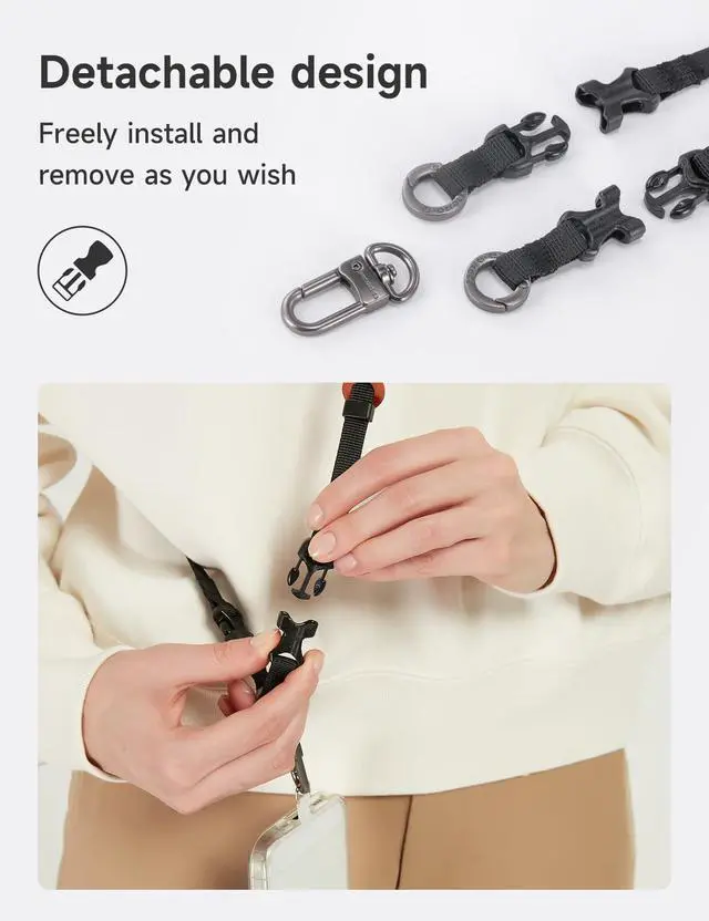 Alt view image 3 of 7 - Cell Phone Strap 1,Phone Tether Tab 2,Phone Crossbody Strap,Lanyards for Around the Neck,Adjustable Phone Strap(Black-W)