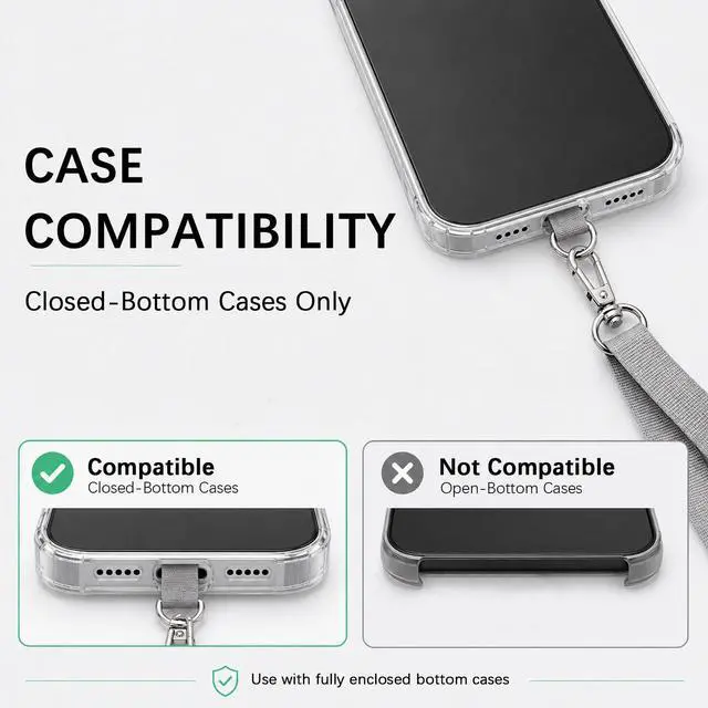 Alt view image 2 of 7 - Universal Phone Lanyard, Adjustable Crossbody Phone Strap for iPhone & Android Phones, Hands-Free Neck Strap with Anti-Drop Design for Shopping, Travel, Outdoor Activities, Black & Black