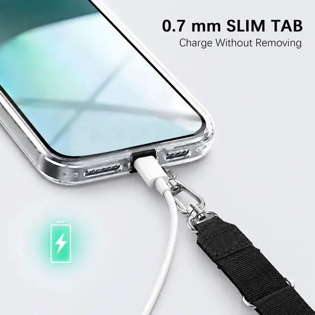 Alt view image 4 of 7 - Universal Phone Lanyard, Adjustable Crossbody Phone Strap for iPhone & Android Phones, Hands-Free Neck Strap with Anti-Drop Design for Shopping, Travel, Outdoor Activities, Black & Black