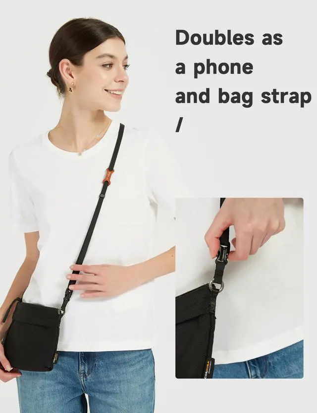 Alt view image 4 of 7 - Cell Phone Strap 1,Phone Tether Tab 2,Phone Crossbody Strap,Lanyards for Around the Neck,Adjustable Phone Strap(Black-B)