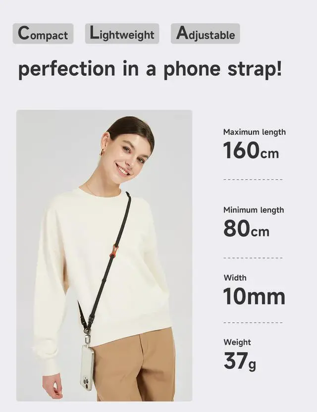 Alt view image 5 of 7 - Cell Phone Strap 1,Phone Tether Tab 2,Phone Crossbody Strap,Lanyards for Around the Neck,Adjustable Phone Strap(Black-B)