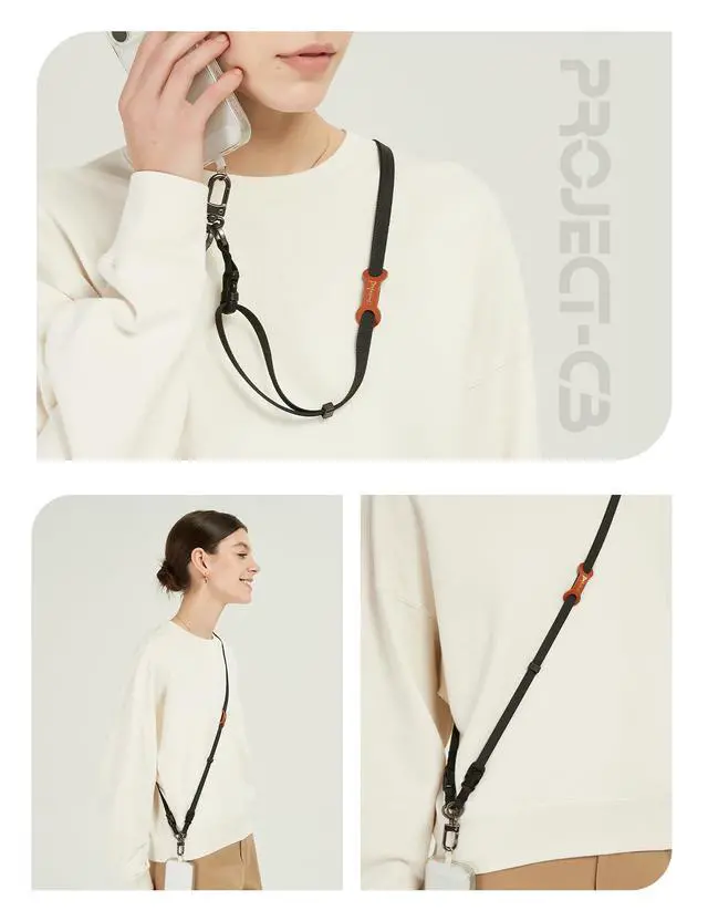 Alt view image 7 of 7 - Cell Phone Strap 1,Phone Tether Tab 2,Phone Crossbody Strap,Lanyards for Around the Neck,Adjustable Phone Strap(Black-W)
