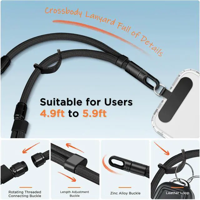Alt view image 7 of 7 - 3-in-1 Crossbody Phone Lanyard & Wrist Strap