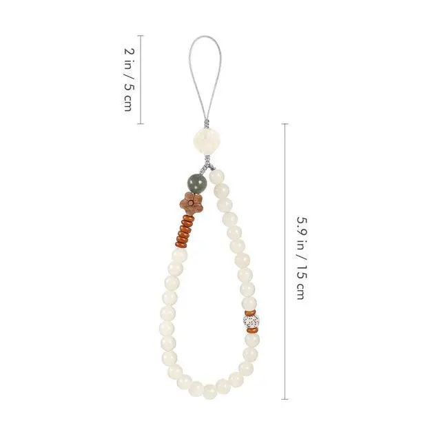 Alt view image 2 of 7 - Phone Wrist Strap Buddha Beads Mobile Phone Strap Lanyard Keychain Hanging Pendant Chinese Style Phone Wrist Rope (colors of flowers)