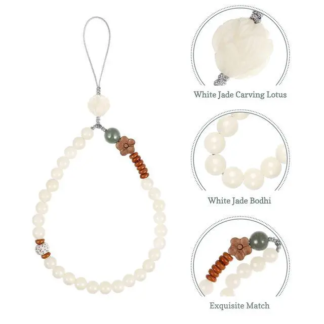Alt view image 3 of 7 - Phone Wrist Strap Buddha Beads Mobile Phone Strap Lanyard Keychain Hanging Pendant Chinese Style Phone Wrist Rope (colors of flowers)