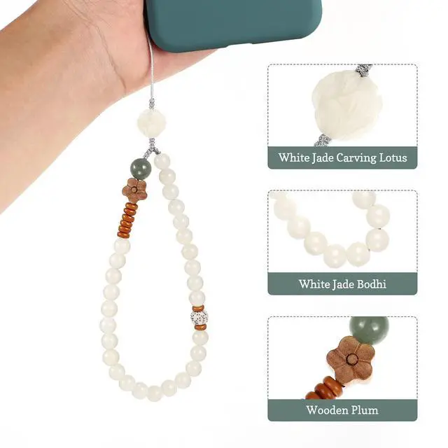 Alt view image 4 of 7 - Phone Wrist Strap Buddha Beads Mobile Phone Strap Lanyard Keychain Hanging Pendant Chinese Style Phone Wrist Rope (colors of flowers)