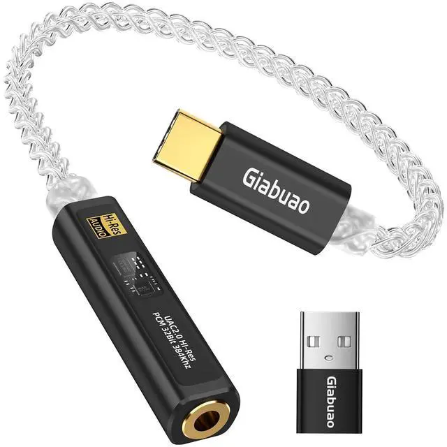 Main image of USB C to Aux 3.5mm Audio Adapter with Dual Chip CX31993+MAX97220,Portable DAC Amp Dongle Headphone Amplifier with Silver-Plated Cable,Compatible with iPhone 15/16/17/Android/Samsung/Mac/PC
