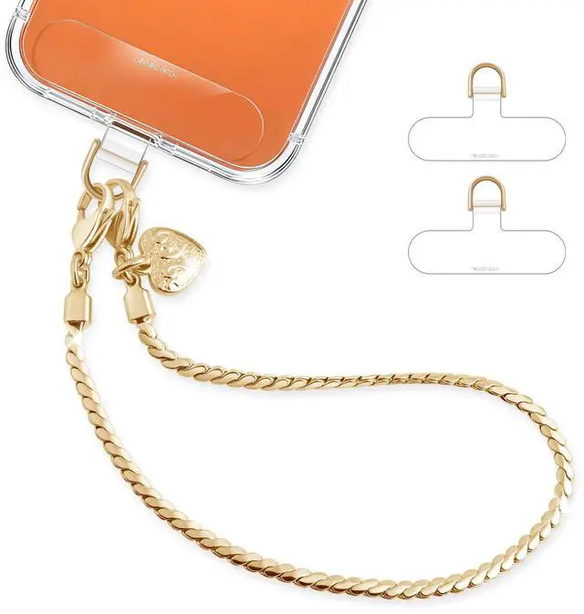 Main image of Phone Charm Strap With Metal Chain Detachable Wrist Strap For iPhone Anti Theft Strap Phone Chain Wristlet