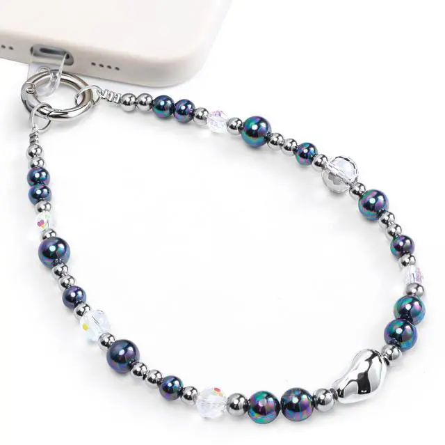 Main image of Phone Charm for Women, Beaded Wrist Strap Lanyard with Tether Tab, Anti Theft Hands Free Detachable Phone Chain Wristlet. (Colorful)