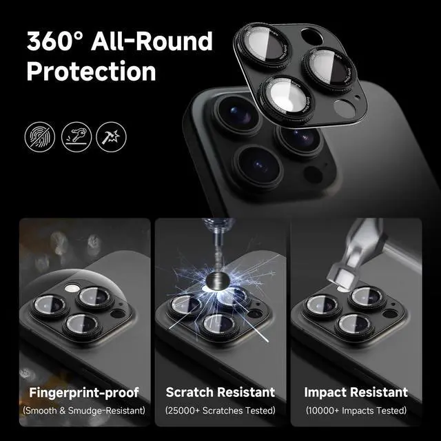 Alt view image 5 of 7 - Metal Camera Lens Protector for iPhone 16Pro/16ProMax/14Pro/14ProMax