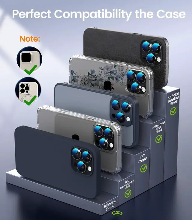 Alt view image 7 of 7 - for iPhone 16/15 Pro & Pro Max, AR-Coated Camera Lens Protector