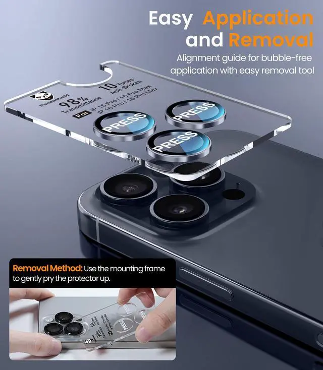 Alt view image 6 of 7 - for iPhone 16/15 Pro & Pro Max, AR-Coated Camera Lens Protector