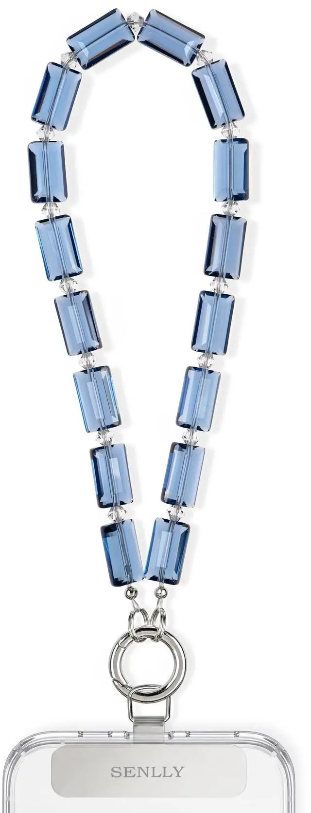 Main image of Crystal Phone Wrist Lanyard, Beaded Wristlet Charm Strap for Women