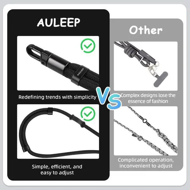 Alt view image 7 of 7 - 3-in-1 Cell Phone Lanyard with 2 Phone Tab, Adjustable Anti Theft Phone Wrist Strap/Crossbody Strap/Neck Lanyard, Compatible with Most Smartphones, Work/Travel Essentials for Women/Men, Black