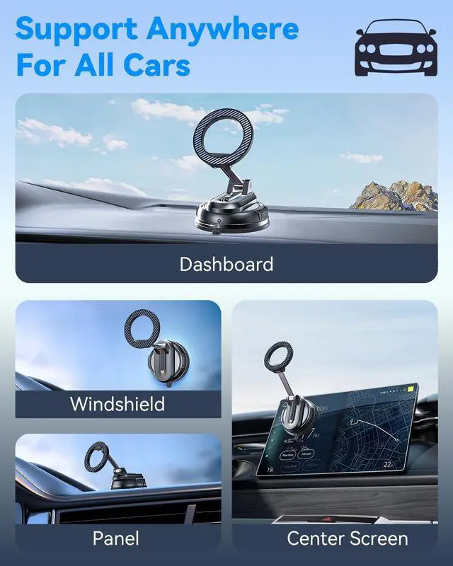 Alt view image 5 of 7 - 2-IN-1 Detachable MagSafe Car Mount, Magnetic Phone Holders for Your Car