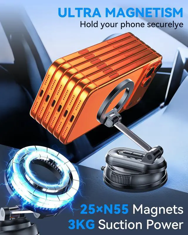 Alt view image 7 of 7 - 2-IN-1 Detachable MagSafe Car Mount, Magnetic Phone Holders for Your Car