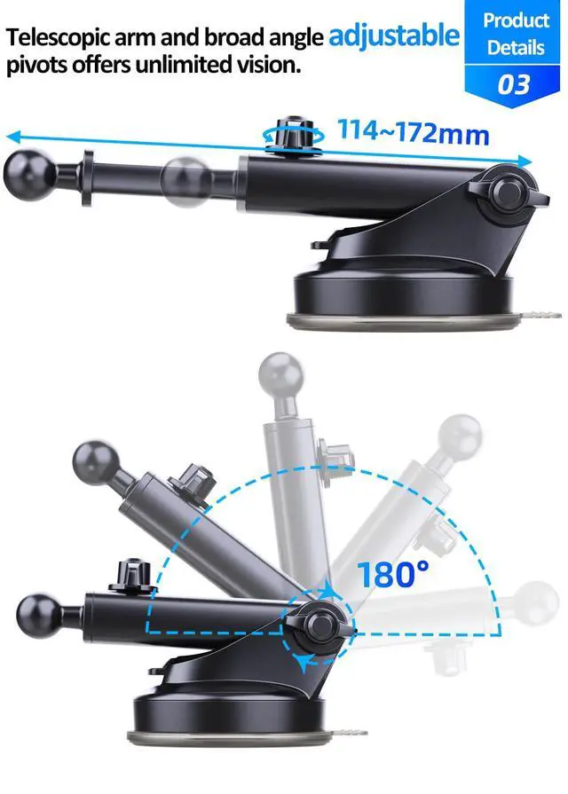 Alt view image 5 of 7 - Magnetic Car Phone Holder Mount, Strong Suction Cup Dashboard & Windshield, 360° Rotation, Universal for iPhone Samsung Android