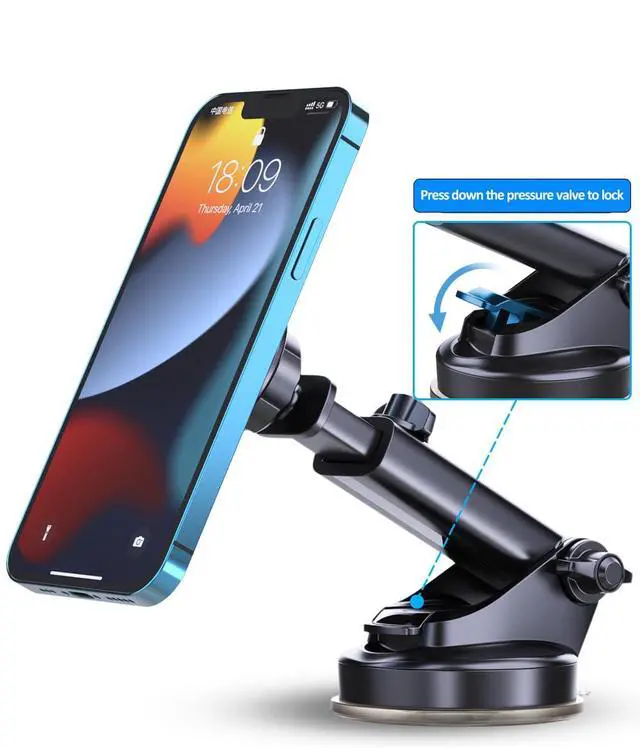 Alt view image 6 of 7 - Magnetic Car Phone Holder Mount, Strong Suction Cup Dashboard & Windshield, 360° Rotation, Universal for iPhone Samsung Android