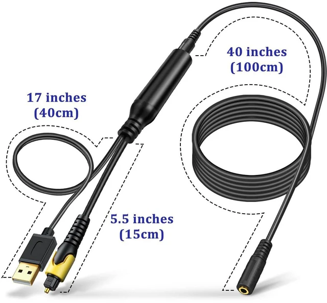 Alt view image 6 of 6 - 192KHz DAC Optical to 3.5mm Converter, Optical Audio Cable to AUX Adapter, Unidirectional from SPDIF Digital to Analog Converter for TV Sound Out to Speaker Headphone with AUX-in Input Jack