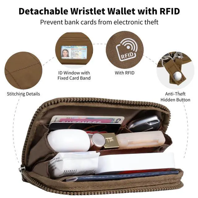 Alt view image 4 of 7 - Clip and Go Strap for Phone with Wallet Crossbody Phone Lanyard with Anti-Theft Zipper Pouch Detachable Quilted Wrist Wallet with RFID and ID Window for Daily and Travel