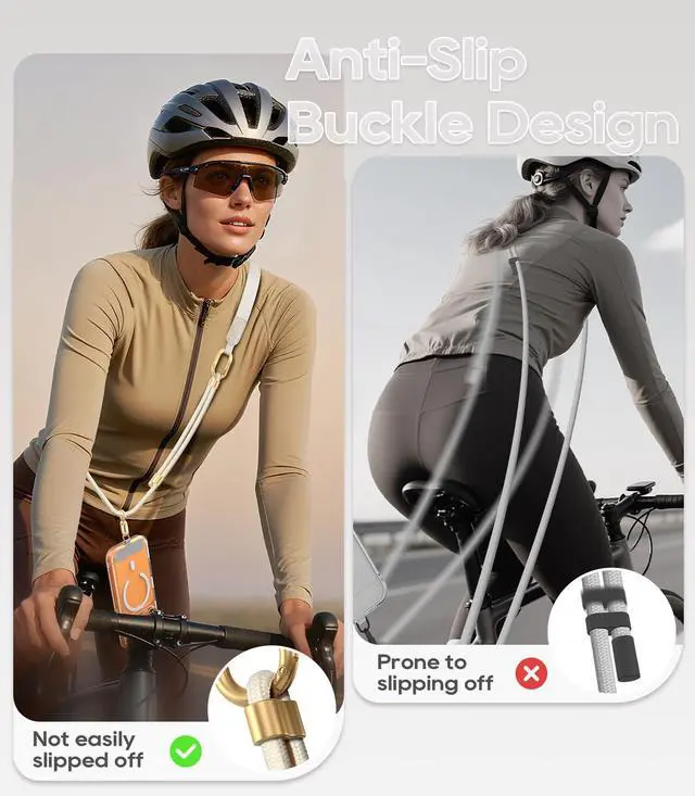 Alt view image 5 of 7 - Phone Lanyard Crossbody with Phone Tabs, Adjustable Cellphone Lanyard with Skin-Friendly Neckband and Metal Carabiner, Stone