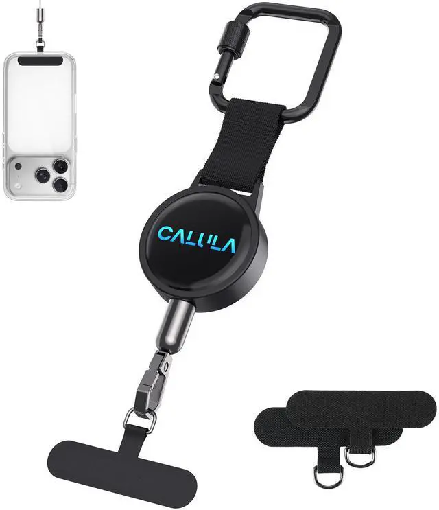 Main image of 25.5'' Retractable Phone Tether Anti Theft, Phone Lanyard for Skiing, Hiking, Outdoor Travel, Anti Pickpocket Phone Strap with Locking Carabiner & Universal Anchor
