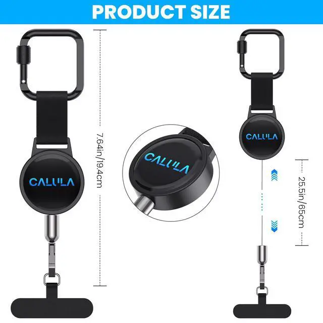 Alt view image 5 of 7 - 25.5'' Retractable Phone Tether Anti Theft, Phone Lanyard for Skiing, Hiking, Outdoor Travel, Anti Pickpocket Phone Strap with Locking Carabiner & Universal Anchor