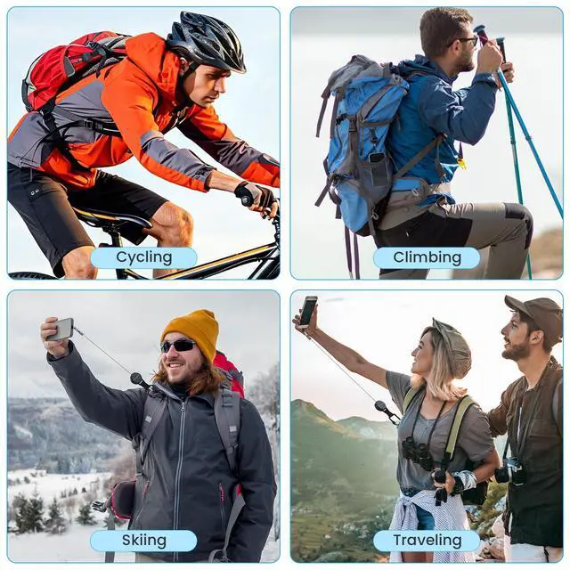 Alt view image 7 of 7 - 25.5'' Retractable Phone Tether Anti Theft, Phone Lanyard for Skiing, Hiking, Outdoor Travel, Anti Pickpocket Phone Strap with Locking Carabiner & Universal Anchor