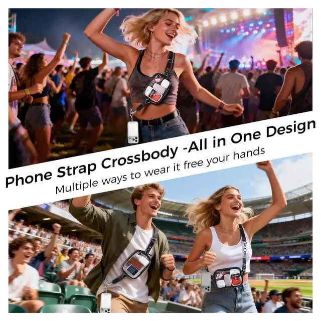 Alt view image 2 of 7 - Clip and Go Strap for Phone with Wallet Crossbody Phone Lanyard and Detachable 4.5 x 6.5 Small Clear Bag for Stadium Events and Concert