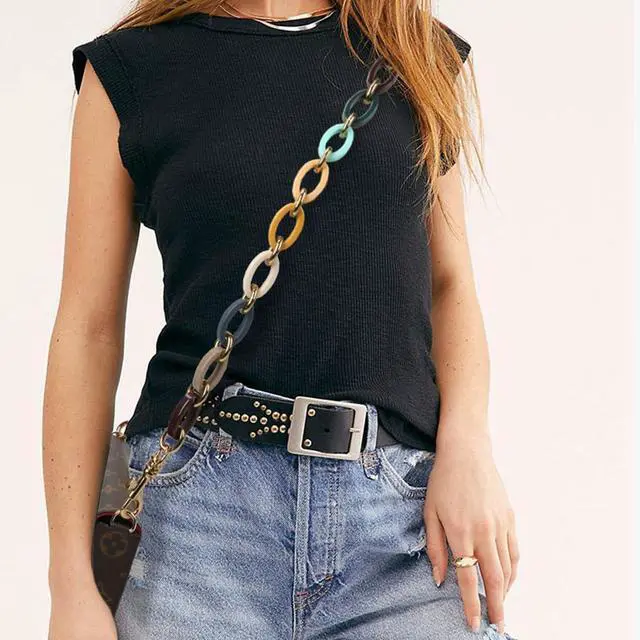 Alt view image 4 of 7 - Phone Crossbody Chain Cell Phone Lanyard,Acrylic Shouder Strap Universal Cellphone Chain Strap with Tether Patches Compatible with Most Phones Bag Purse Beige