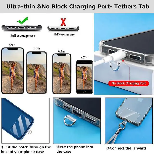 Alt view image 7 of 7 - Phone Crossbody Chain Cell Phone Lanyard,Acrylic Shouder Strap Universal Cellphone Chain Strap with Tether Patches Compatible with Most Phones Bag Purse Beige