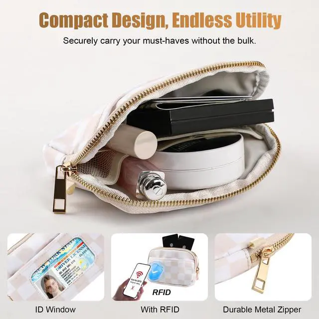 Alt view image 6 of 7 - Clip and Go Strap For Phone with Wallet Crossbody, Adjustable Anti-Theft Phone Lanyard with Slim Detachable RFID Wristlet Wallet and 2 Phone Tether Tabs, For Daily Life, Beige Checkered