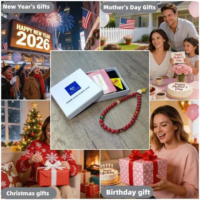 Alt view image 6 of 6 - Lucky Money Feng Shui Phone Charm, Natural Cinnabar Agate Beaded Wrist Strap, 5 Wealth Deities & Om Mani Padme Hum, Universal Phone Camera Bag Strap, Birthday Gift