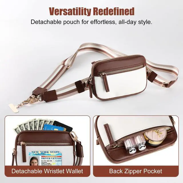 Alt view image 5 of 7 - Clip and Go Strap For Phone with Leather Wallet Crossbody, Adjustable Phone Lanyard with Slim Detachable RFID Wristlet Wallet and 2 Phone Wrist Strap, For Daily Life & Travel, Coffee Brown