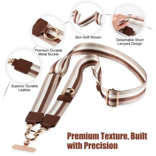 Alt view image 3 of 7 - Clip and Go Strap For Phone with Leather Wallet Crossbody, Adjustable Phone Lanyard with Slim Detachable RFID Wristlet Wallet and 2 Phone Wrist Strap, For Daily Life & Travel, Coffee Brown