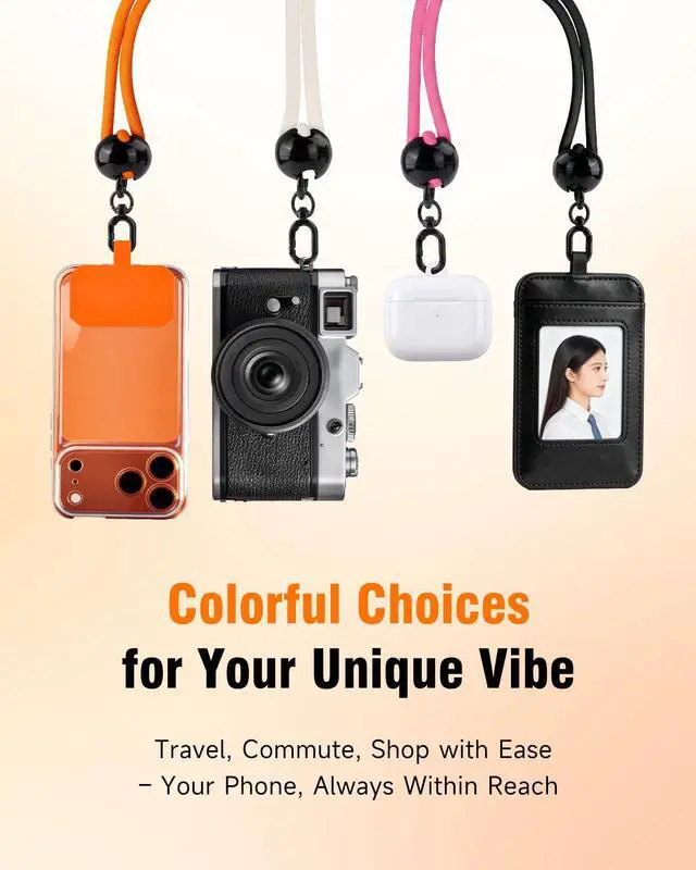 Alt view image 7 of 7 - 2026 New 3-in-1 Phone Lanyard, Adjustable Neck Wrist Strap & Phone Crossbody Strap with 2 Extension Ropes Black Pads, Anti-Theft Universal Cell Phone Holder Tether for iPhone Android (Orange)