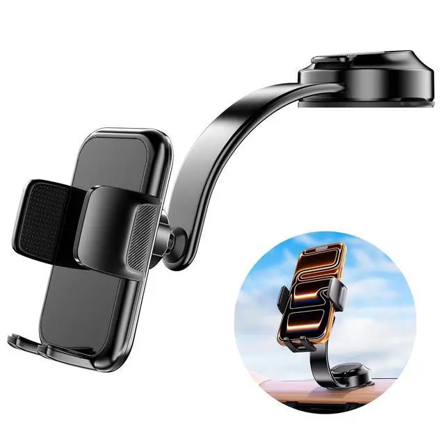 Alt view image 7 of 7 - Car Dashboard Phone Holder for Windshield - Tesla Touch Screen Phone Mount with 360° Adjustable Aluminum Arm & Nano Adhesive Base for iPhone 17 Pro Max and All 4-7inch Smartphone (Black)