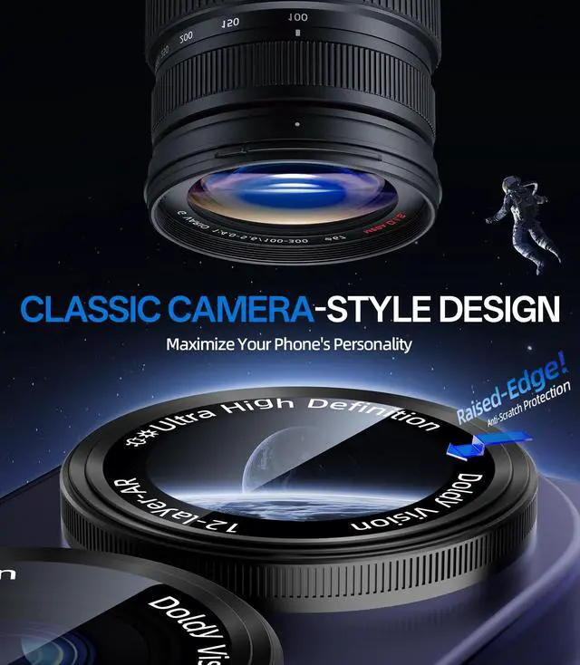 Alt view image 3 of 6 - for Samsung Galaxy S26 Ultra Camera Lens Protector, Military-Grade 9H+ Tempered Glass with AR Optical Tech HD Anti-Glare Anti-Scratch Metal Individual Ring Easy Install Case Friendly, Black