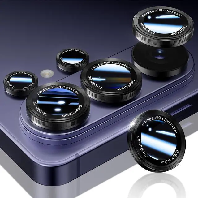 Main image of for Samsung Galaxy S26 Ultra Camera Lens Protector, Military-Grade 9H+ Tempered Glass with AR Optical Tech HD Anti-Glare Anti-Scratch Metal Individual Ring Easy Install Case Friendly, Black