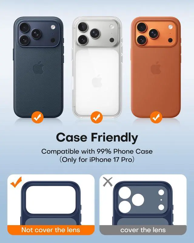 Alt view image 4 of 7 - 2 Pack for iPhone 17 Pro Camera Lens Protector, Deep Blue