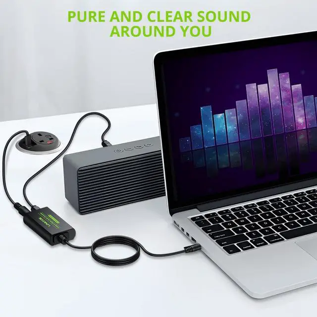 Alt view image 6 of 7 - 3.5mm to SPDIF Converter Analog to Digital Audio Adapter for Enhanced Sound Toslink Optical Output 3.5mm to Optical with Optical Cable for Amplifiers & Soundbars