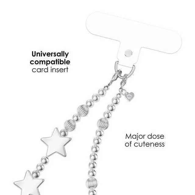 Alt view image 3 of 5 - Phone Charm Wrist Strap - Cute Lanyard Accessory for Women - Compatible with all Phone Cases (Chrome Stars)