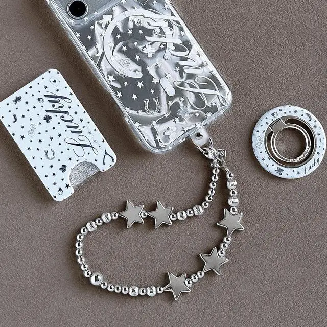 Alt view image 5 of 5 - Phone Charm Wrist Strap - Cute Lanyard Accessory for Women - Compatible with all Phone Cases (Chrome Stars)