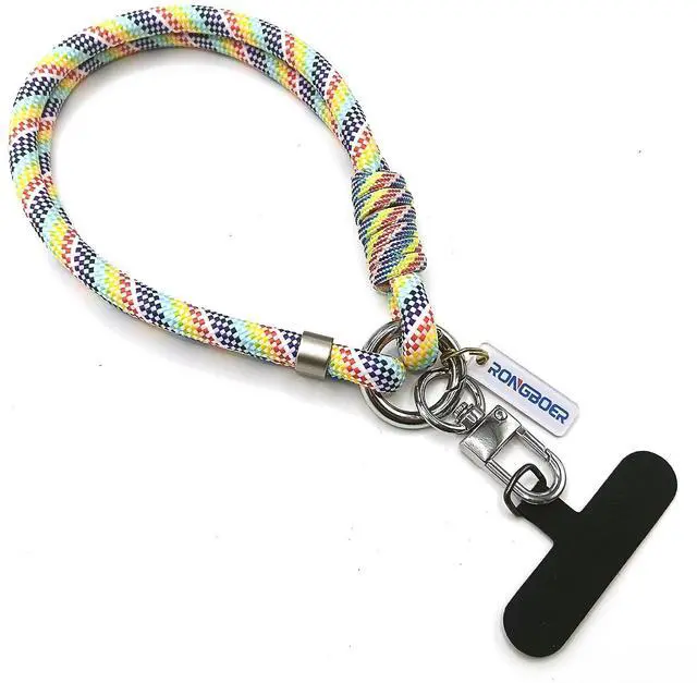 Main image of Cell Phone Wrist Strap Lanyard for Men&Women,8mm Handwoven Polyester Cord,Durable for Anti Theft Phones,Keychains,Camera,R13 (Rainbow)