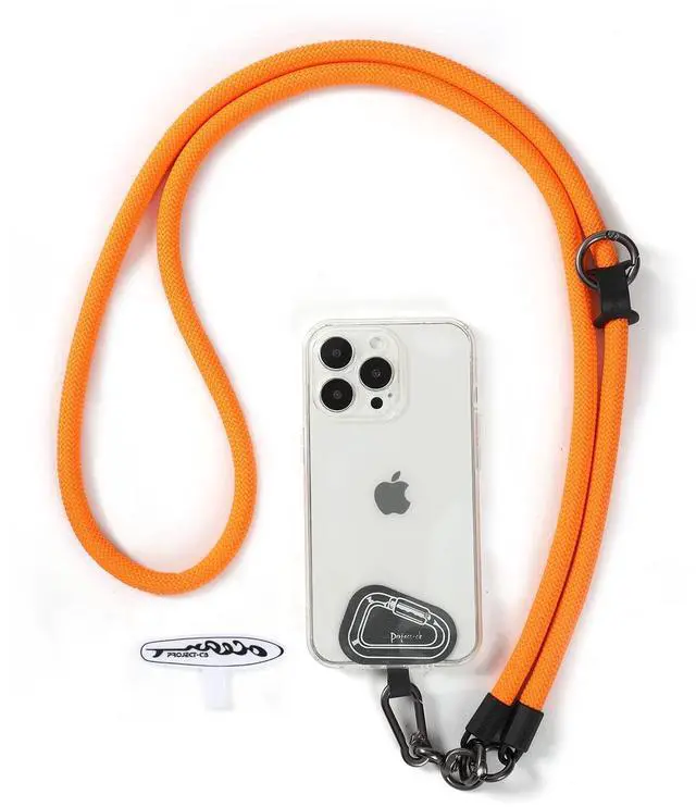 Main image of Cell Phone Lanyard ×1, Tether Tab ×2, Universal Adjustable Phone Strap, Crossbody, Neck Phone Lanyard, Rope Strap (Orange)