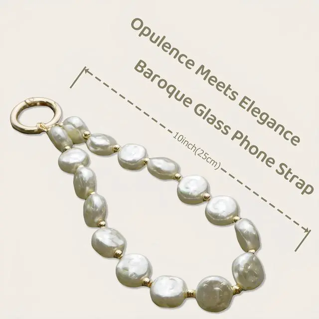 Alt view image 5 of 6 - Baroque Pearl Phone Wrist Strap Beaded Phone Chain Wristlet Strap Bracelet